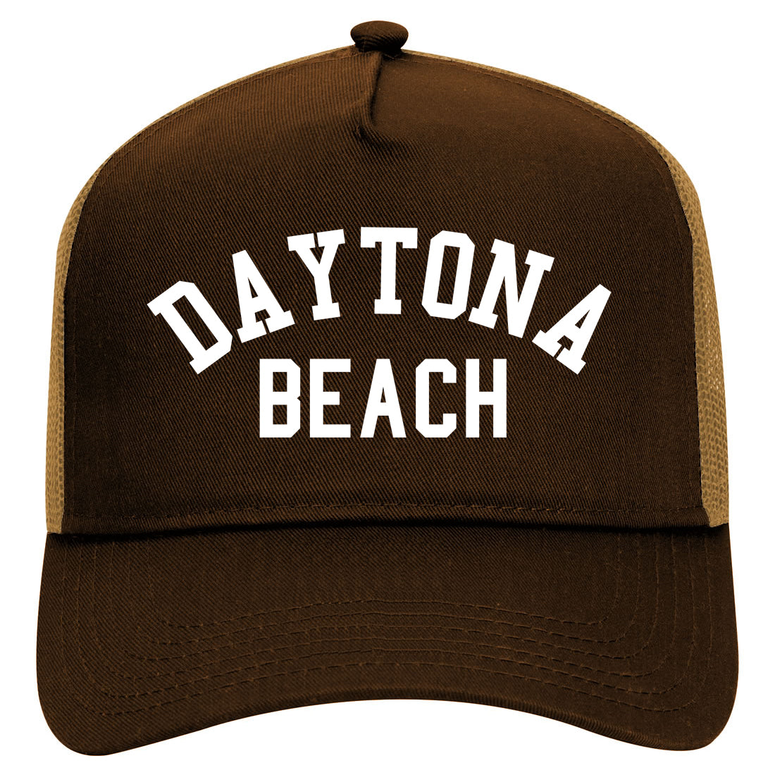 Daytona Beach Florida Mens Mesh Trucker Hat Brown