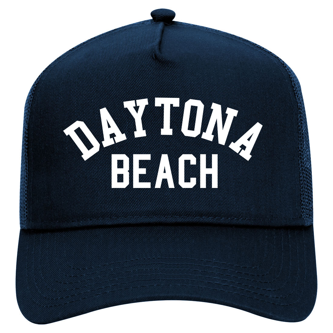 Daytona Beach Florida Mens Mesh Trucker Hat Navy Blue