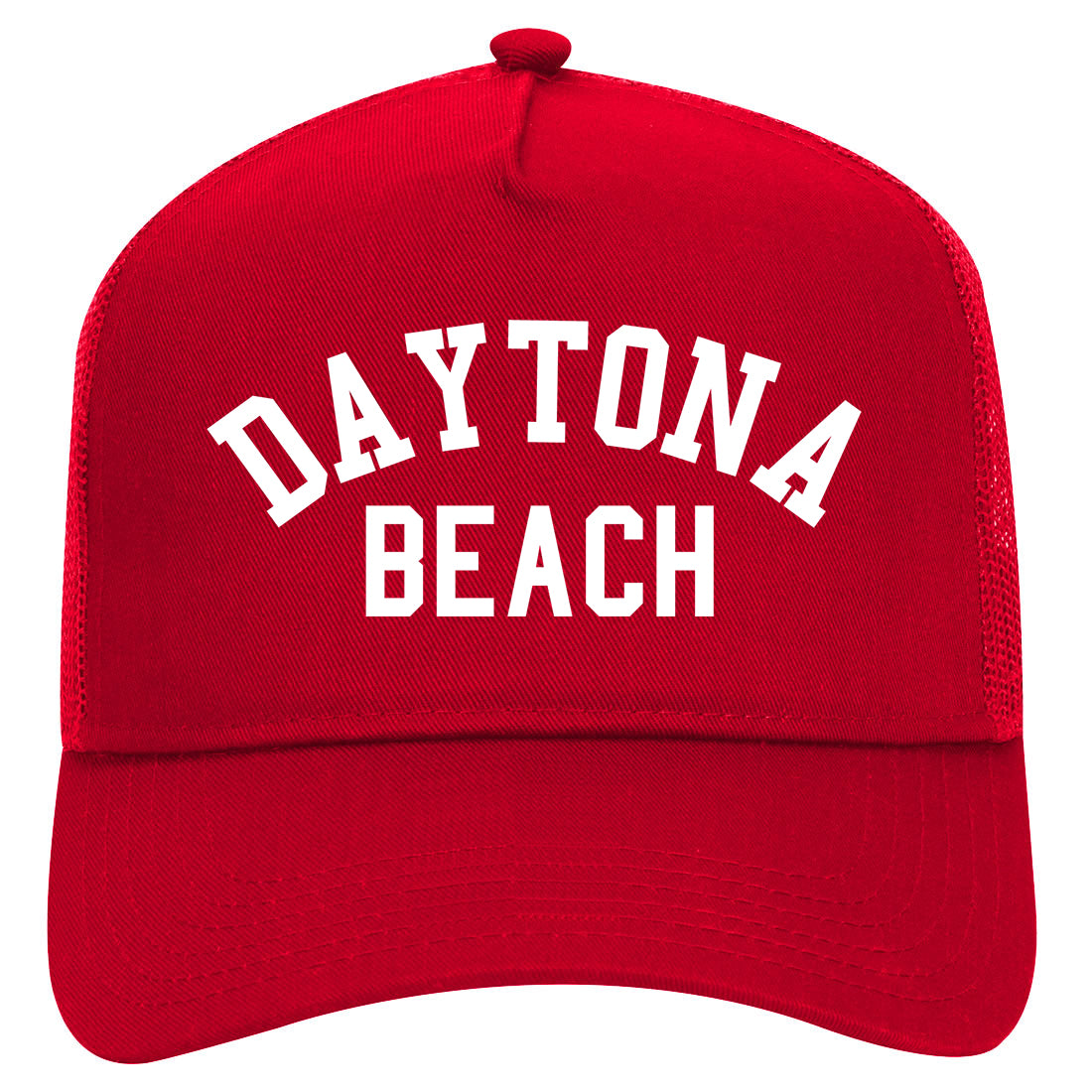 Daytona Beach Florida Mens Mesh Trucker Hat Red