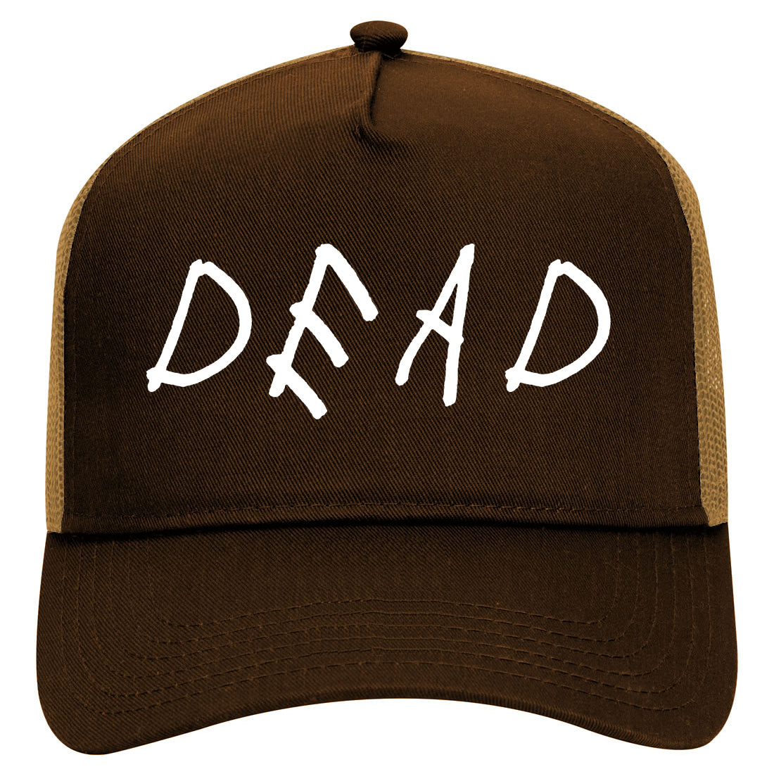 Dead Font Mens Mesh Trucker Hat Brown