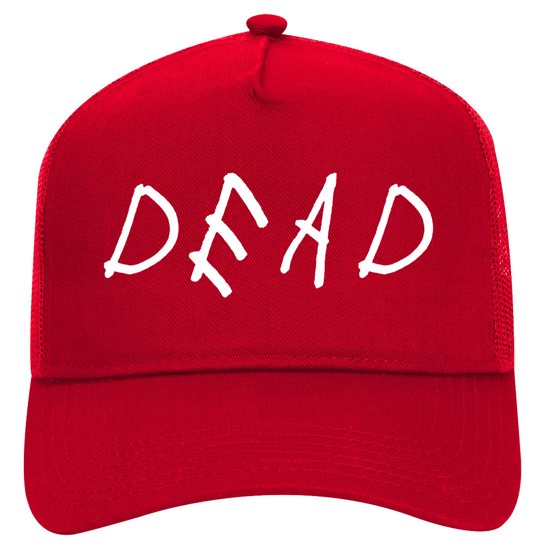 Dead Font Mens Mesh Trucker Hat Red