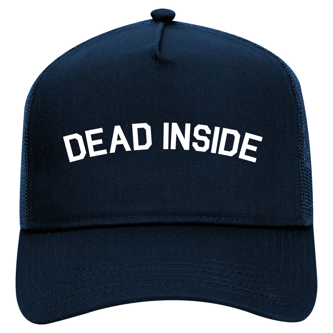 Dead Inside Arch Mens Mesh Trucker Hat Navy Blue