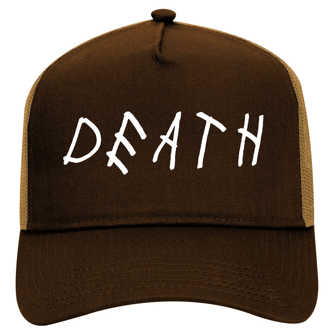 Death Font Mens Mesh Trucker Hat Brown