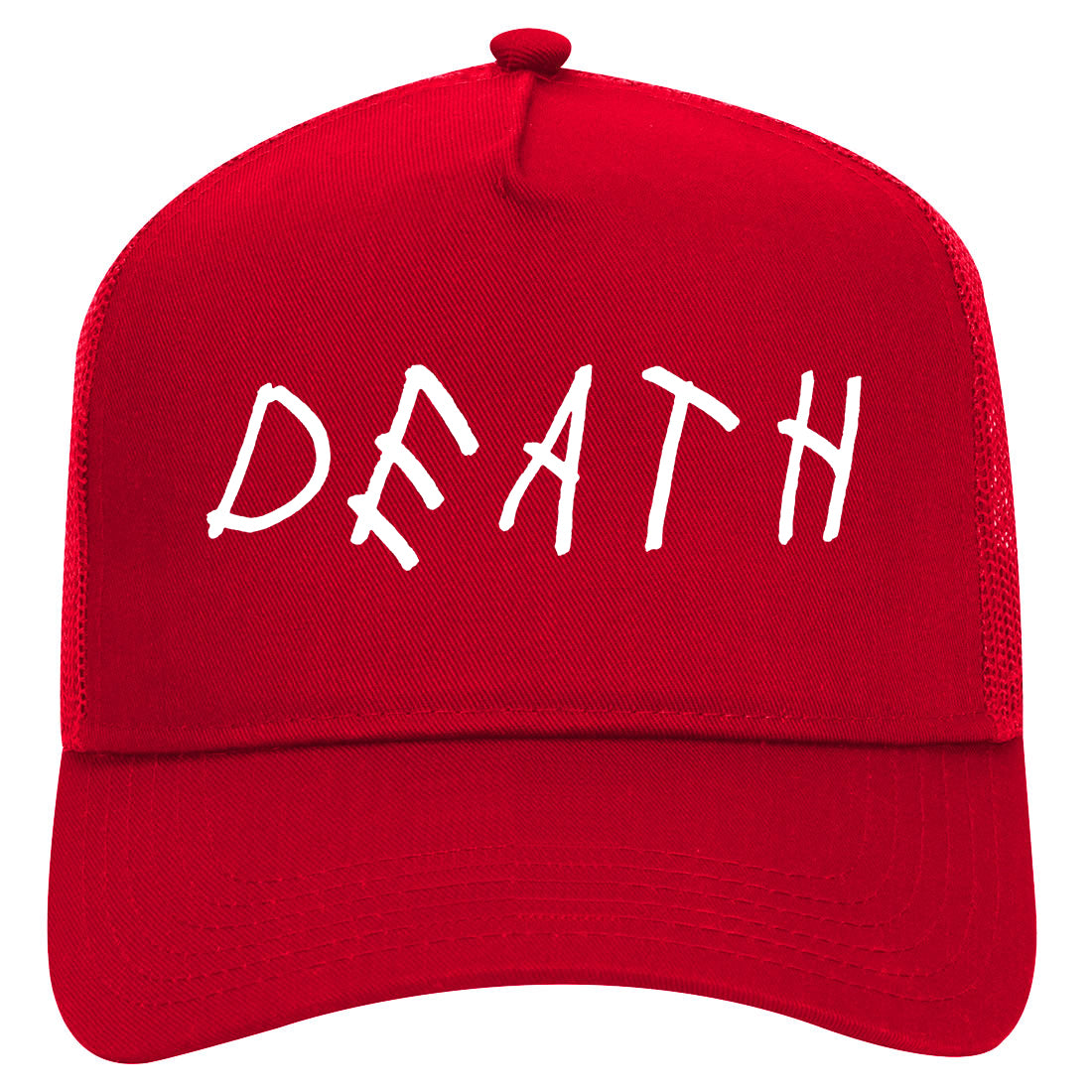 Death Font Mens Mesh Trucker Hat Red