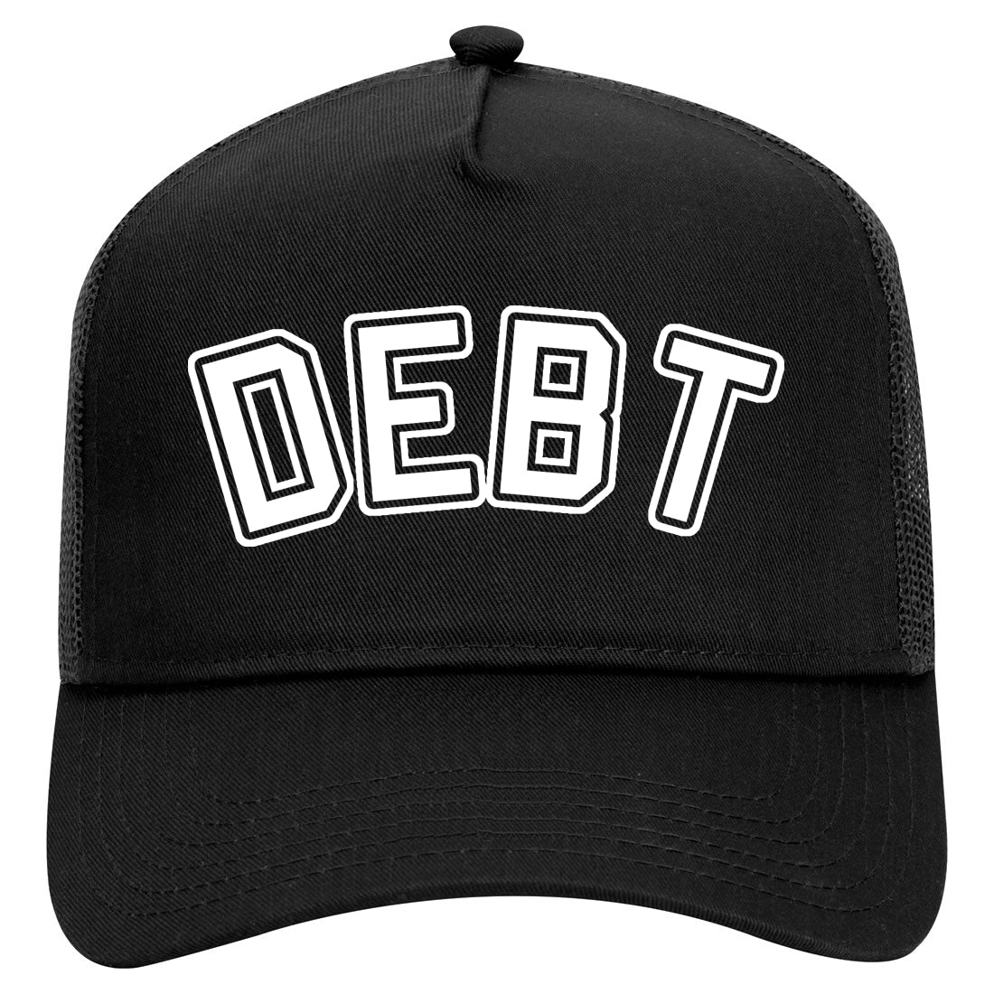 Debt College Adulting Mens Mesh Trucker Hat Black