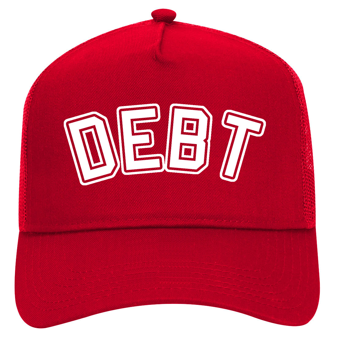 Debt College Adulting Mens Mesh Trucker Hat Red