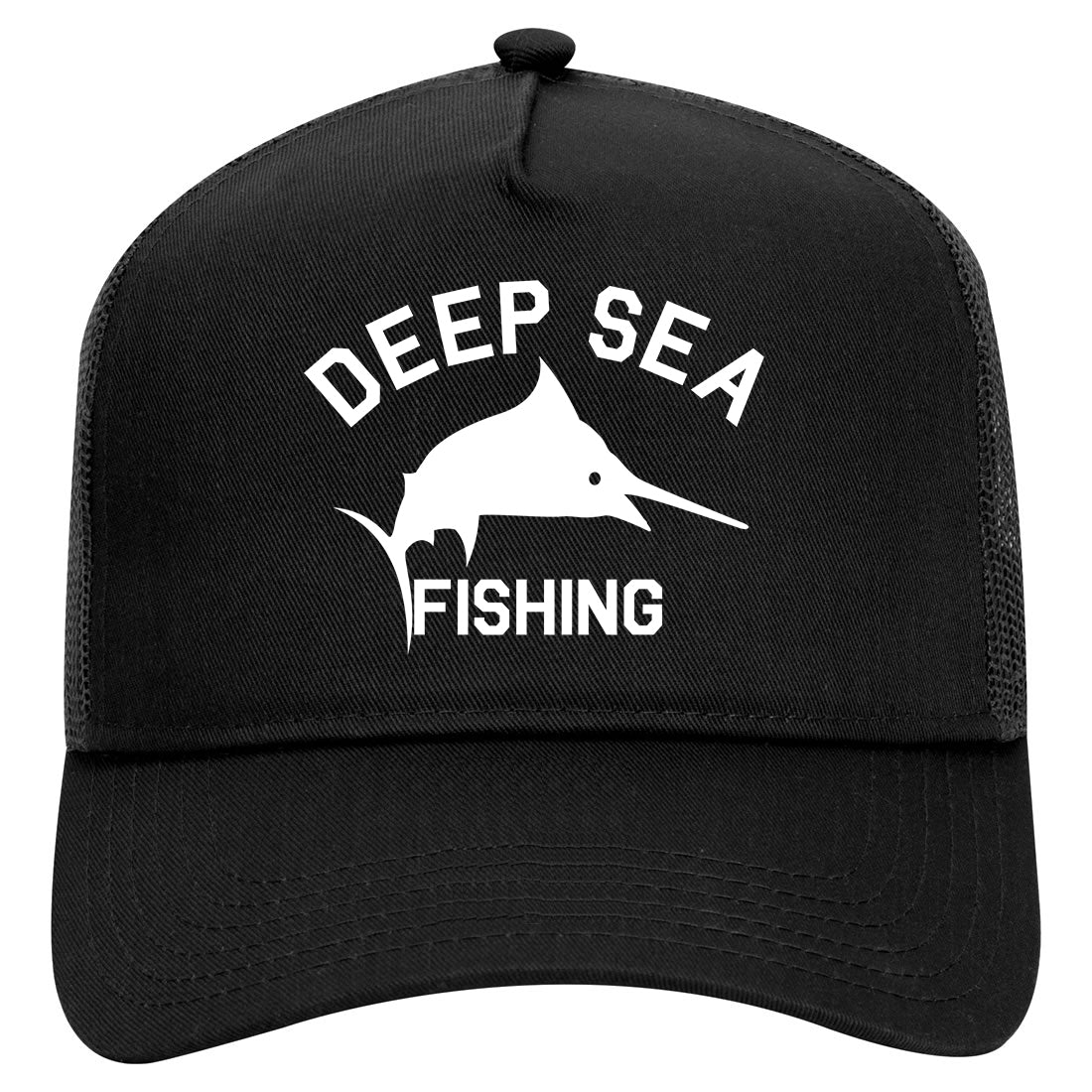 Deep Sea Fishing Mens Mesh Trucker Hat Black