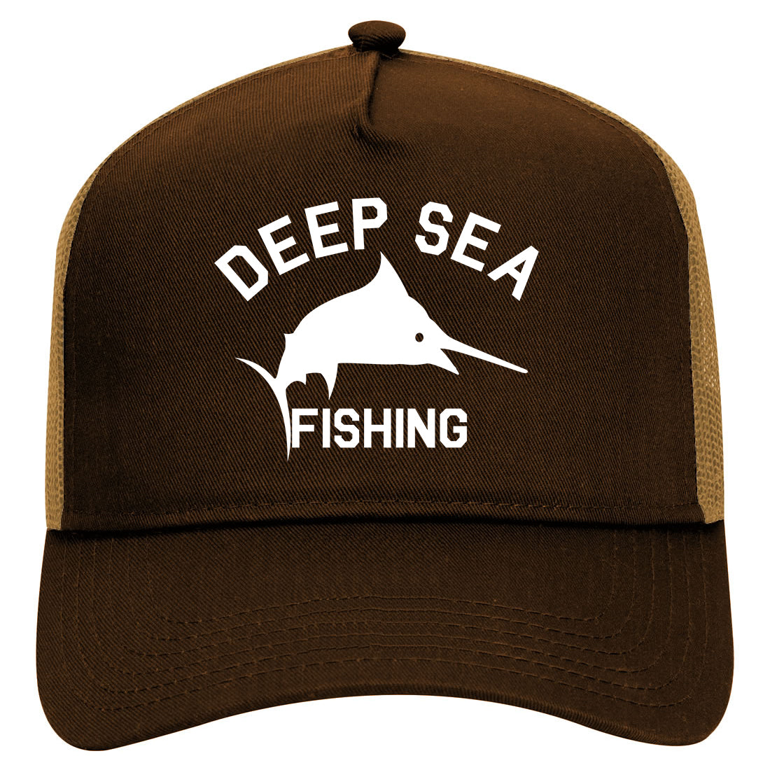Deep Sea Fishing Mens Mesh Trucker Hat Brown