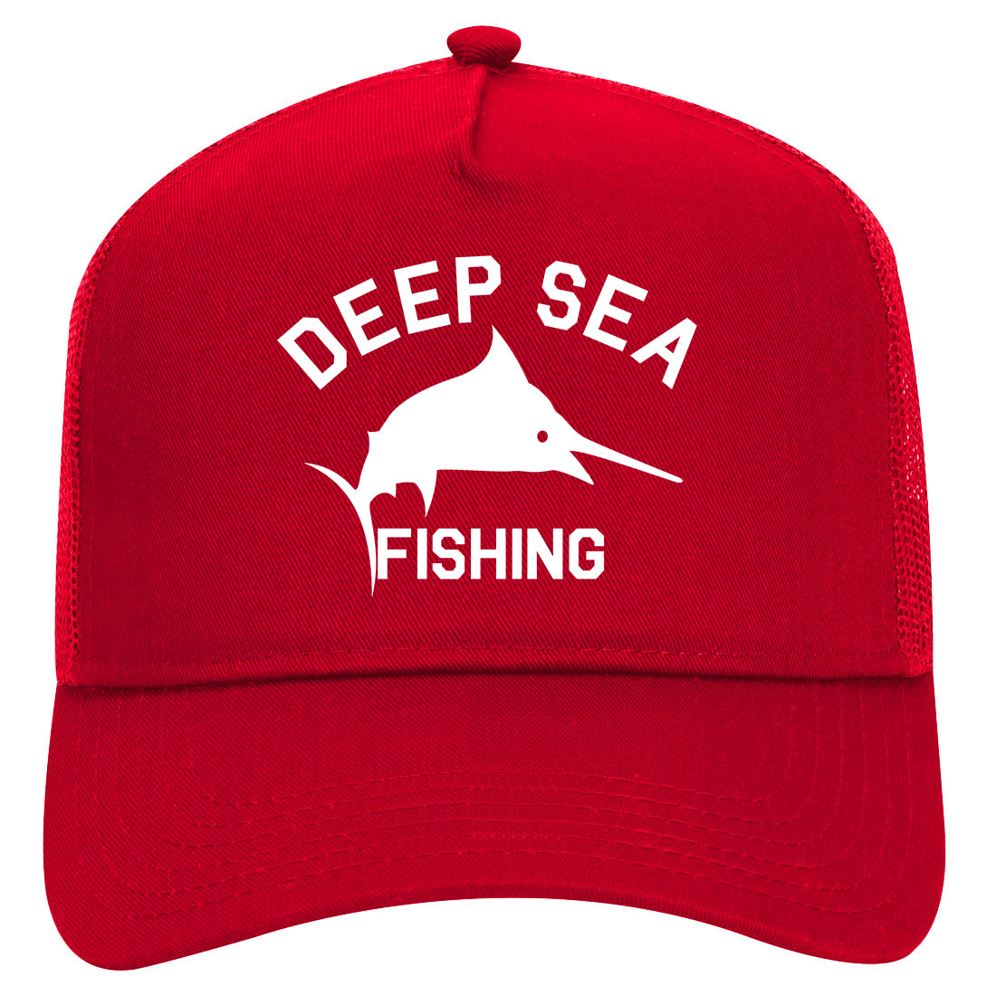 Deep Sea Fishing Mens Mesh Trucker Hat Red