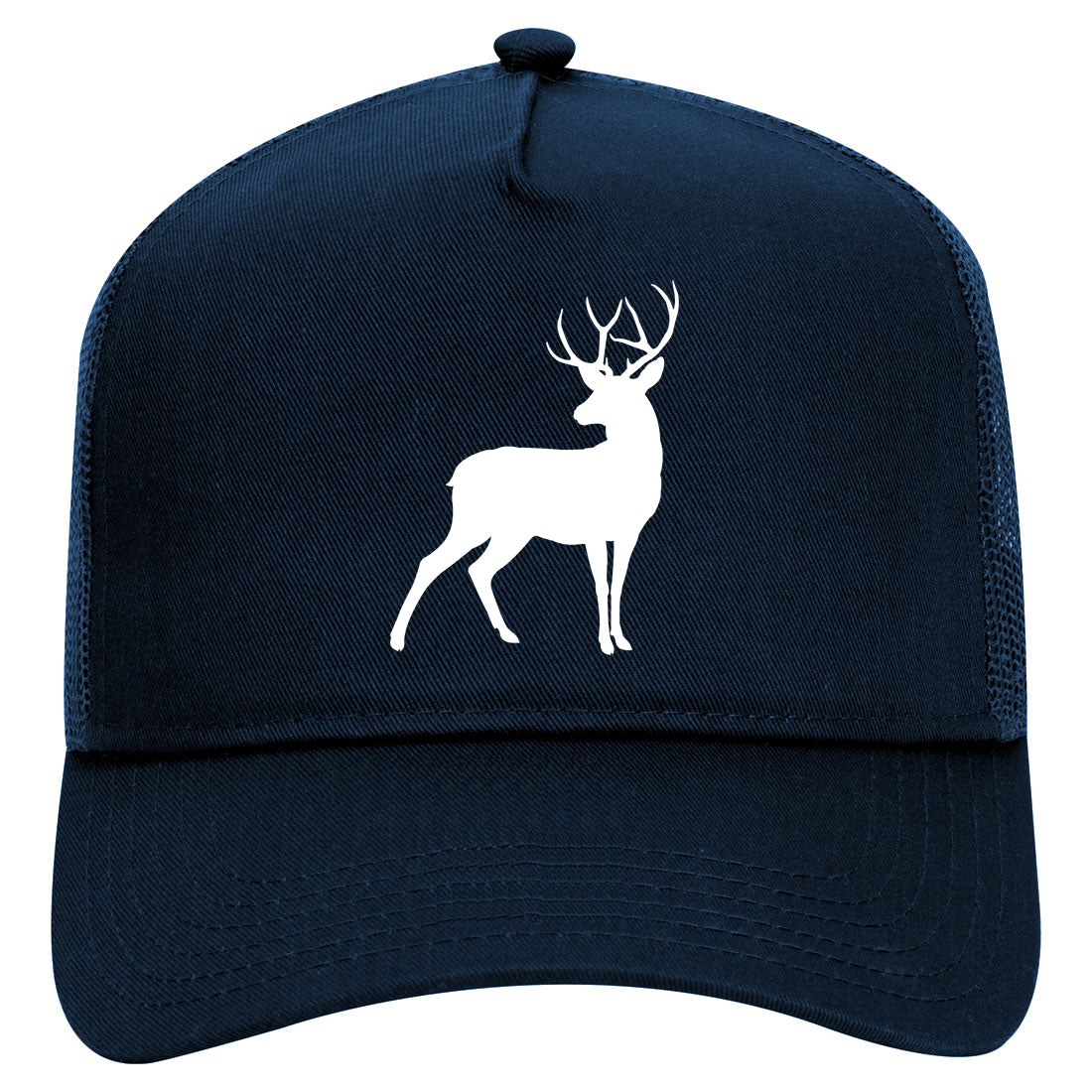Deer Hunting Hunter Mens Mesh Trucker Hat Navy Blue