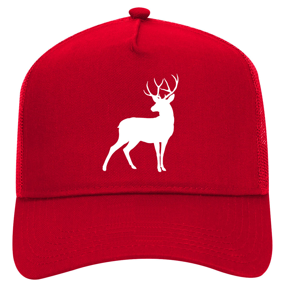 Deer Hunting Hunter Mens Mesh Trucker Hat Red