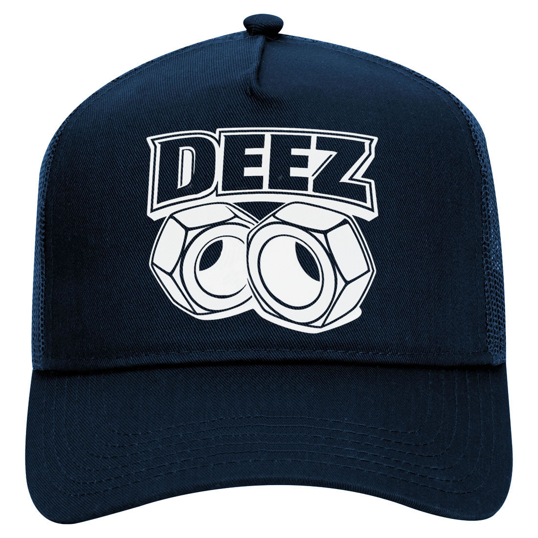 Deez Nuts Funny Mechanic Trucker Hat Navy Blue