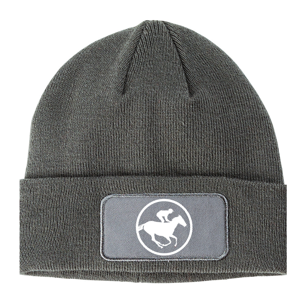 Derby Horse Racing Winter Knit Adult Beanie Hat Grey