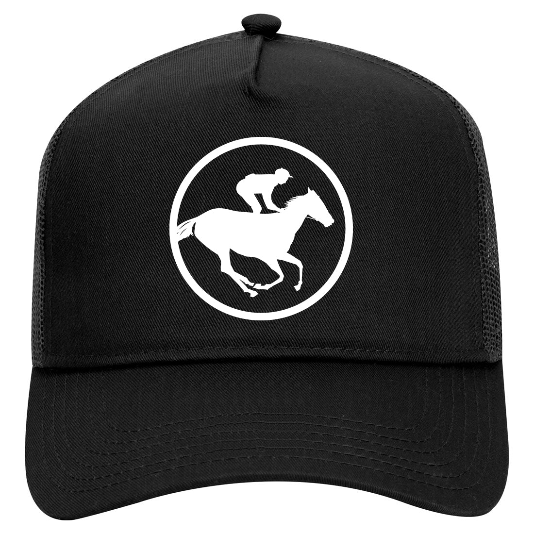 Derby Horse Racing Mens Mesh Trucker Hat Black