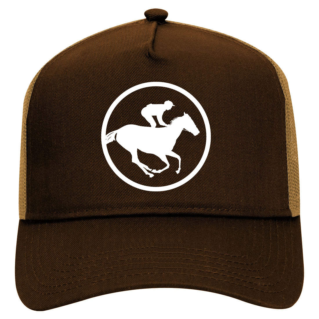 Derby Horse Racing Mens Mesh Trucker Hat Brown