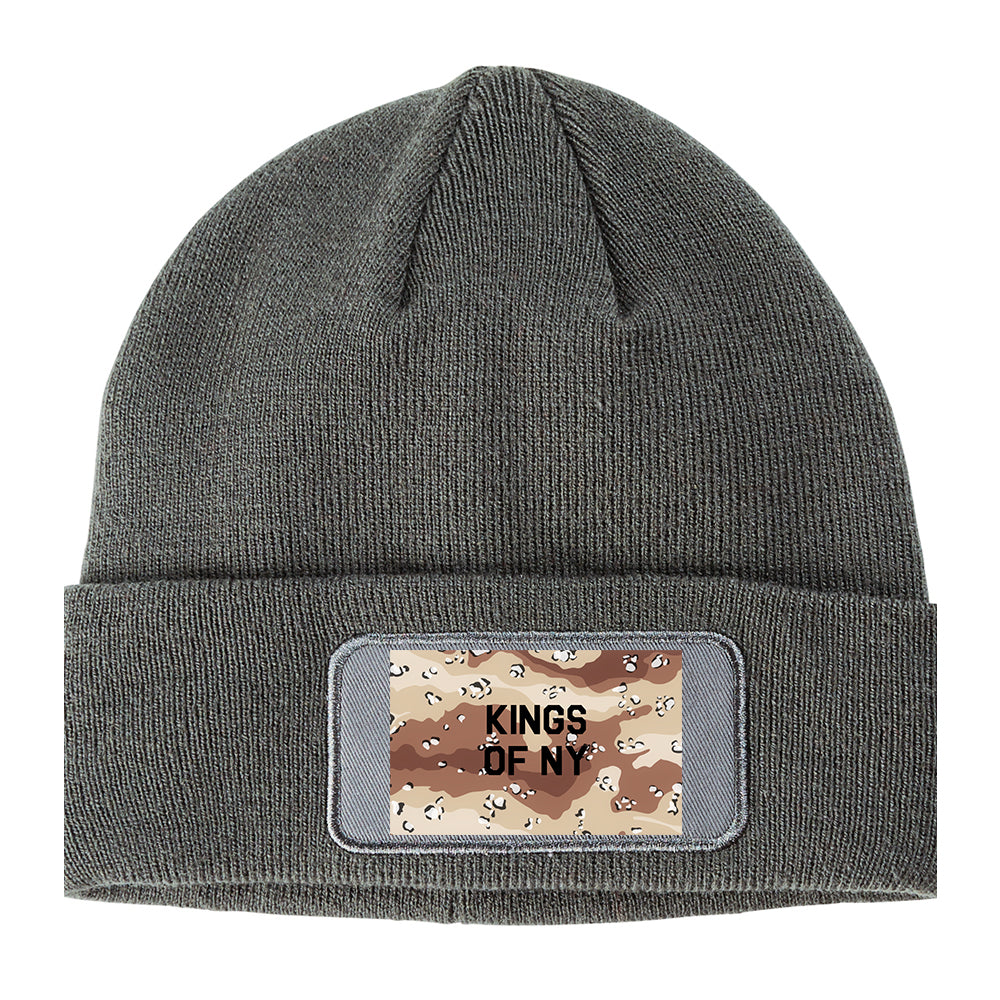 Desert Camo Army Winter Knit Adult Beanie Hat Grey