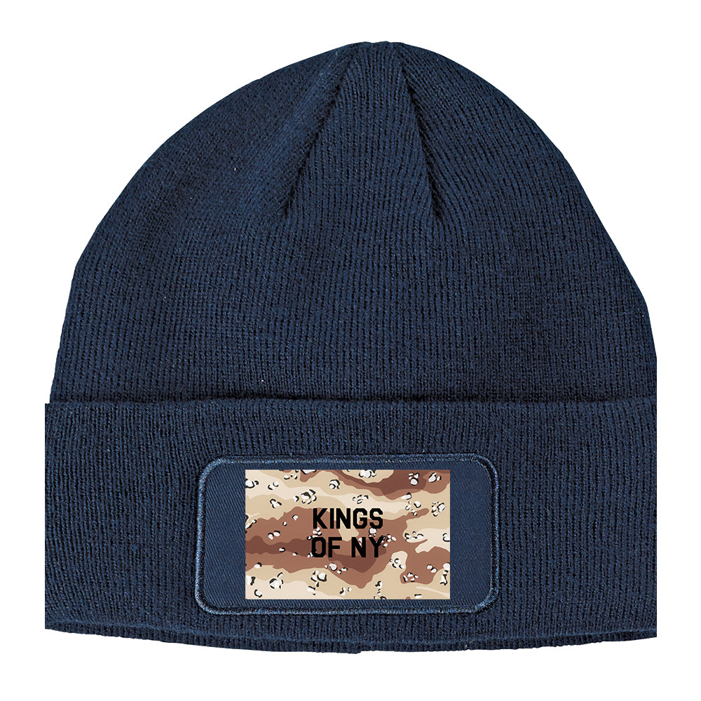 Desert Camo Army Winter Knit Adult Beanie Hat Navy Blue