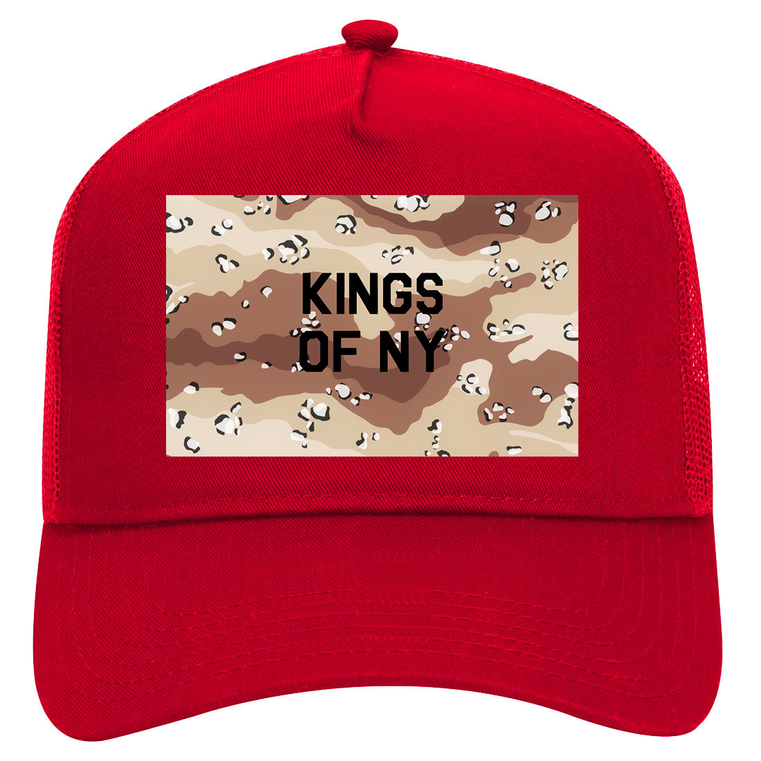 Desert Camo Army Mens Mesh Trucker Hat Red