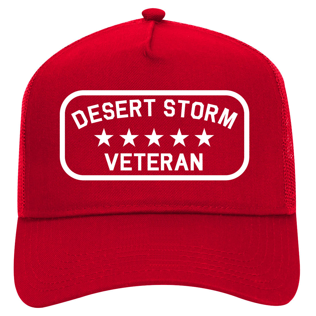 Desert Storm Veteran Mens Mesh Trucker Hat Red
