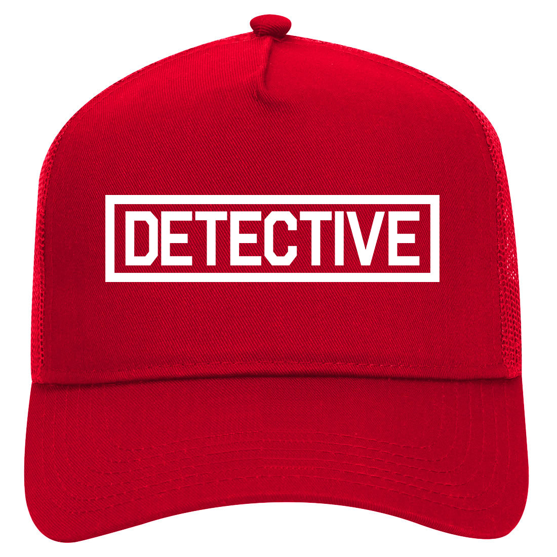 Detective Box Logo Mens Mesh Trucker Hat Red