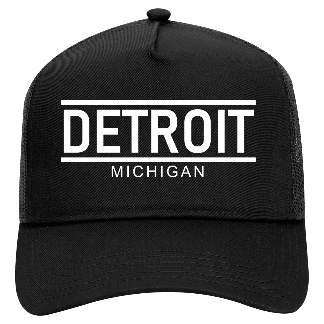 Detroit Michigan City Lines Mens Mesh Trucker Hat Black