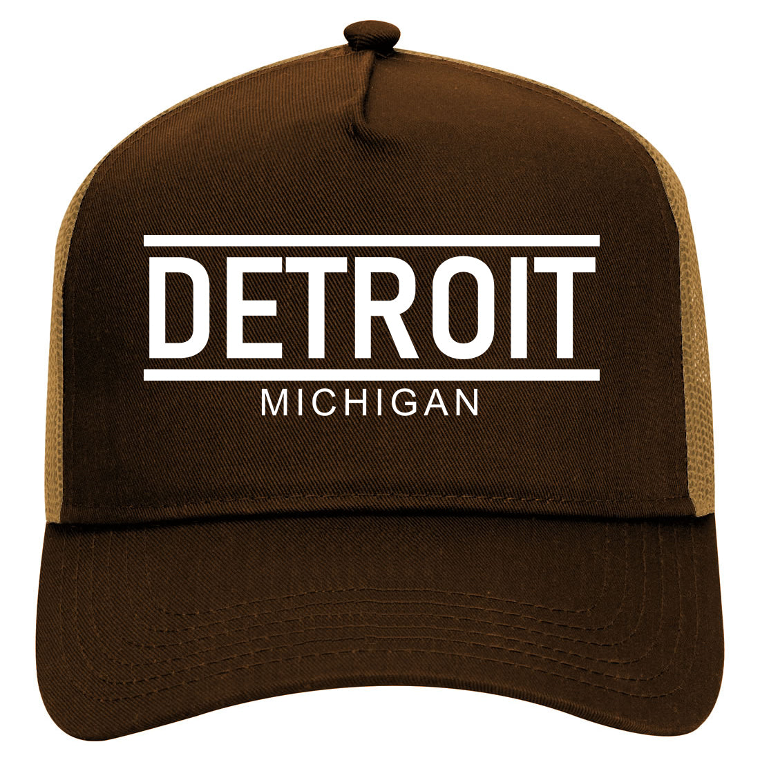 Detroit Michigan City Lines Mens Mesh Trucker Hat Brown