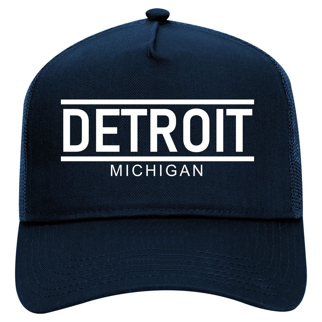 Detroit Michigan City Lines Mens Mesh Trucker Hat Navy Blue