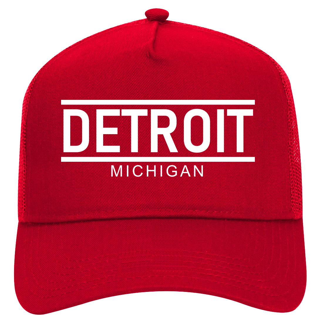 Detroit Michigan City Lines Mens Mesh Trucker Hat Red