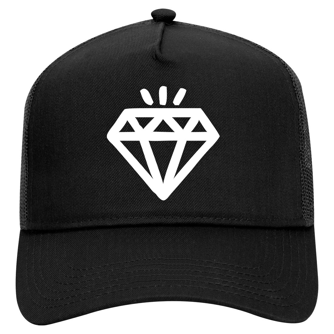 Diamond Shining Bright Mens Mesh Trucker Hat Black