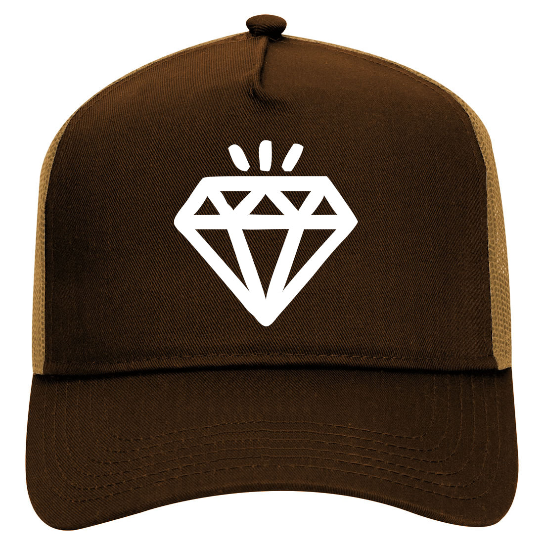 Diamond Shining Bright Mens Mesh Trucker Hat Brown