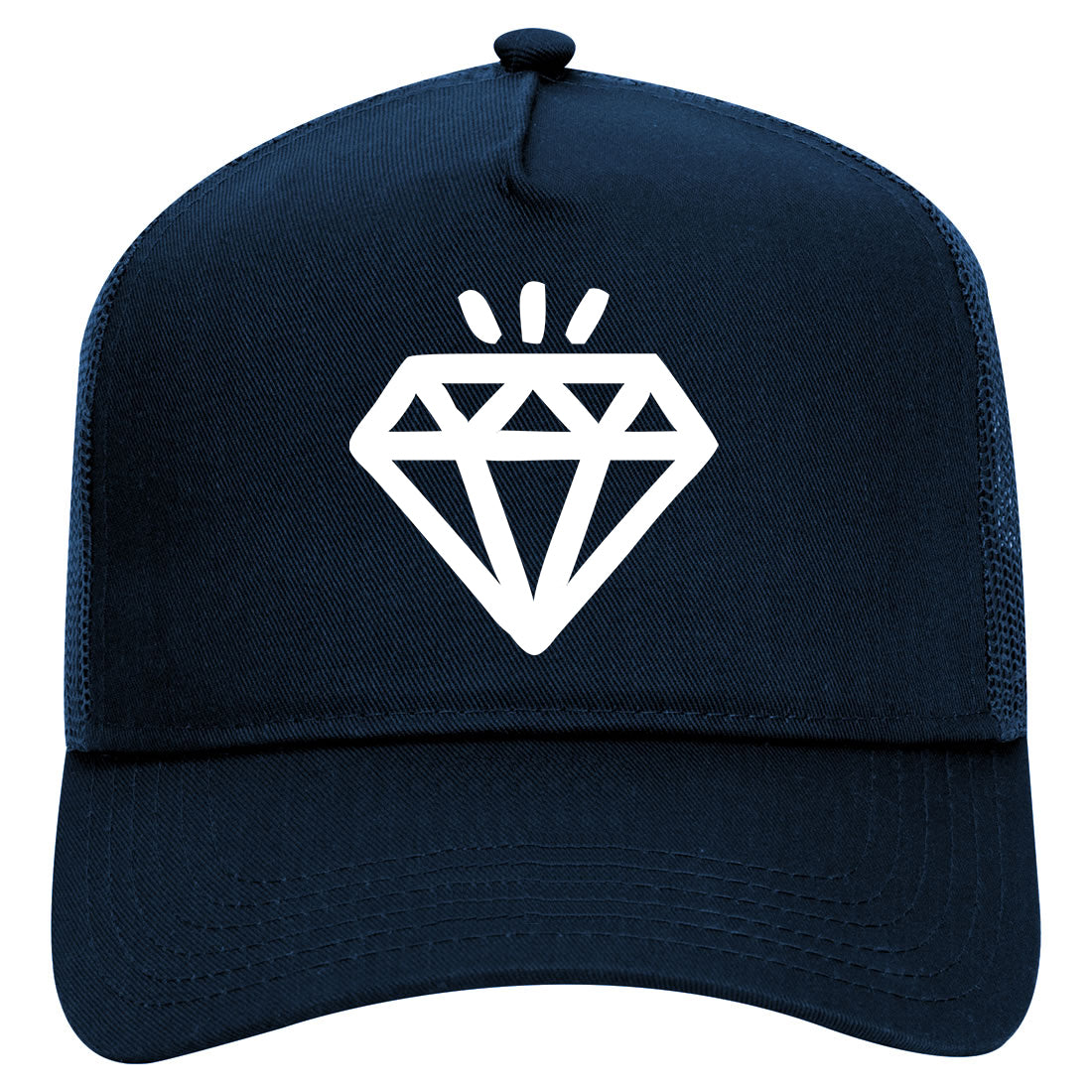 Diamond Shining Bright Mens Mesh Trucker Hat Navy Blue