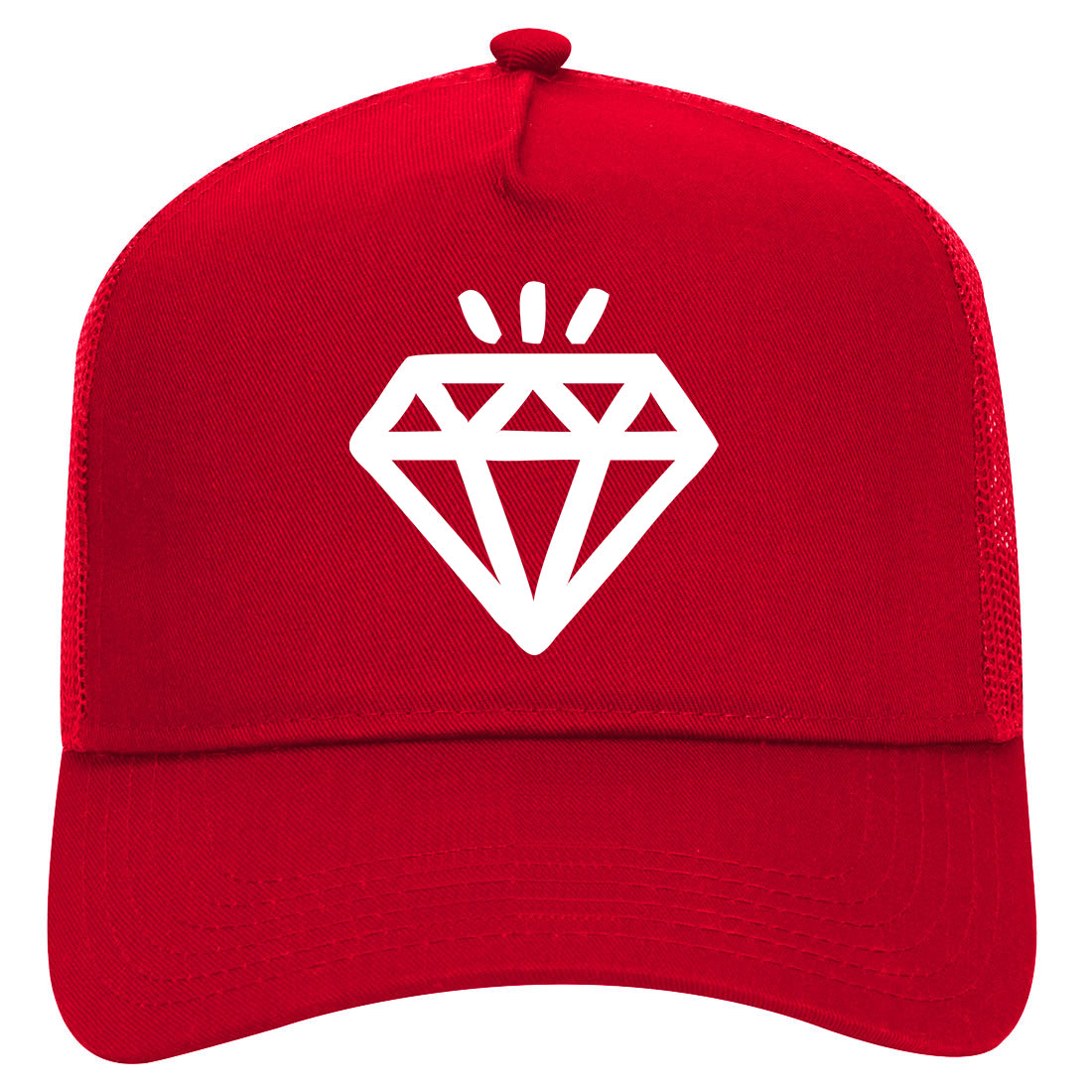 Diamond Shining Bright Mens Mesh Trucker Hat Red