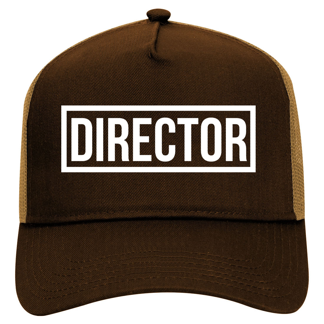 Director Box Mens Mesh Trucker Hat Brown