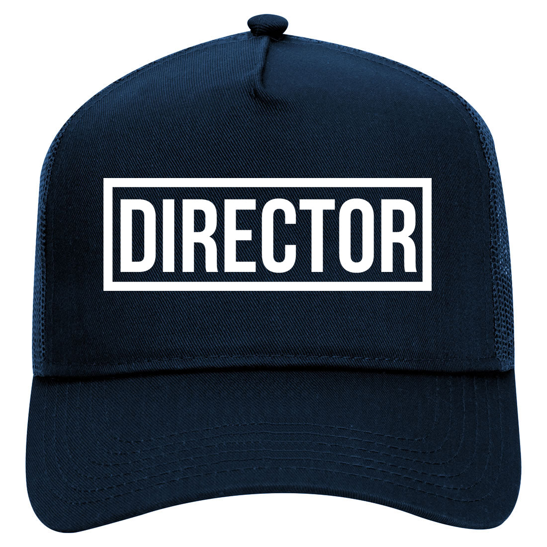 Director Box Mens Mesh Trucker Hat Navy Blue