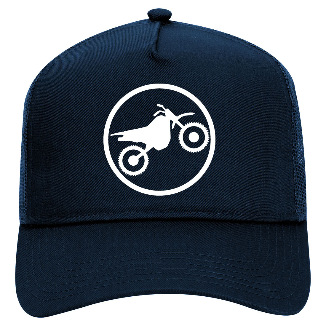 Dirt Bike Mens Mesh Trucker Hat Navy Blue