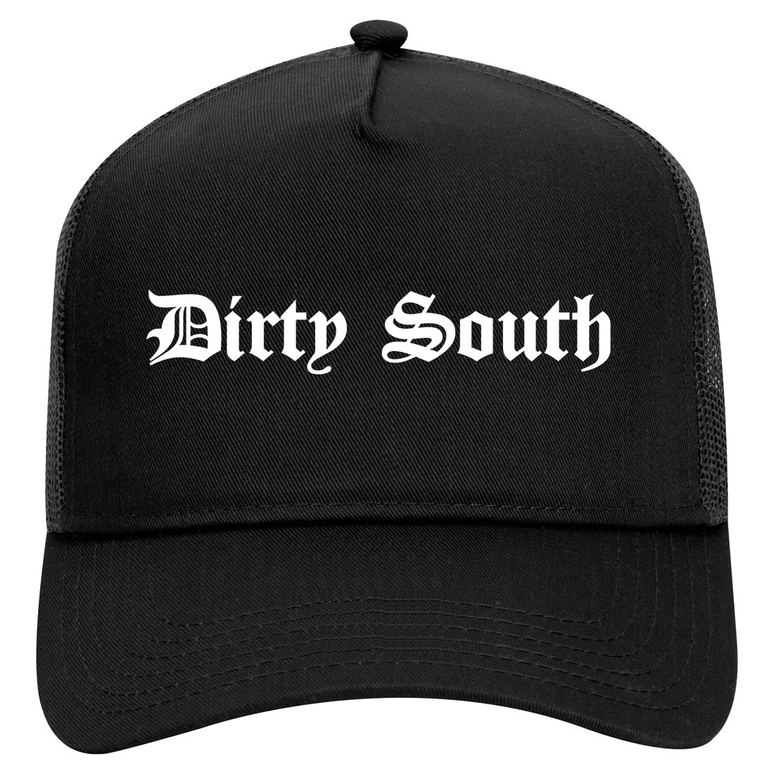 Dirty South Old English Mens Mesh Trucker Hat Black