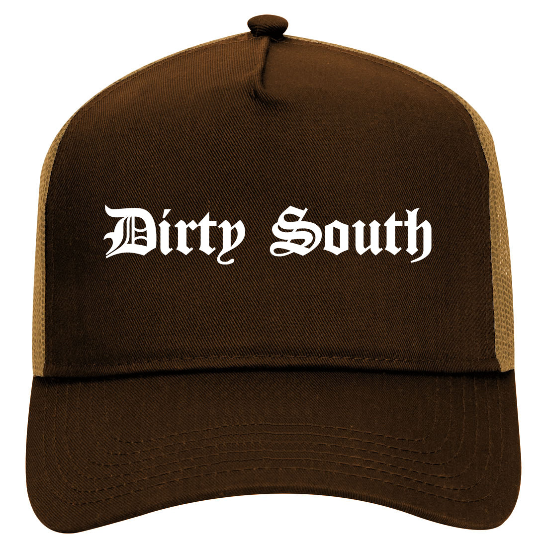 Dirty South Old English Mens Mesh Trucker Hat Brown