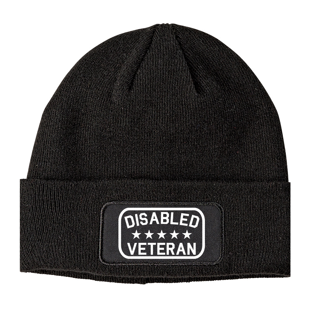 Disabled Veteran Army Winter Knit Adult Beanie Hat Black