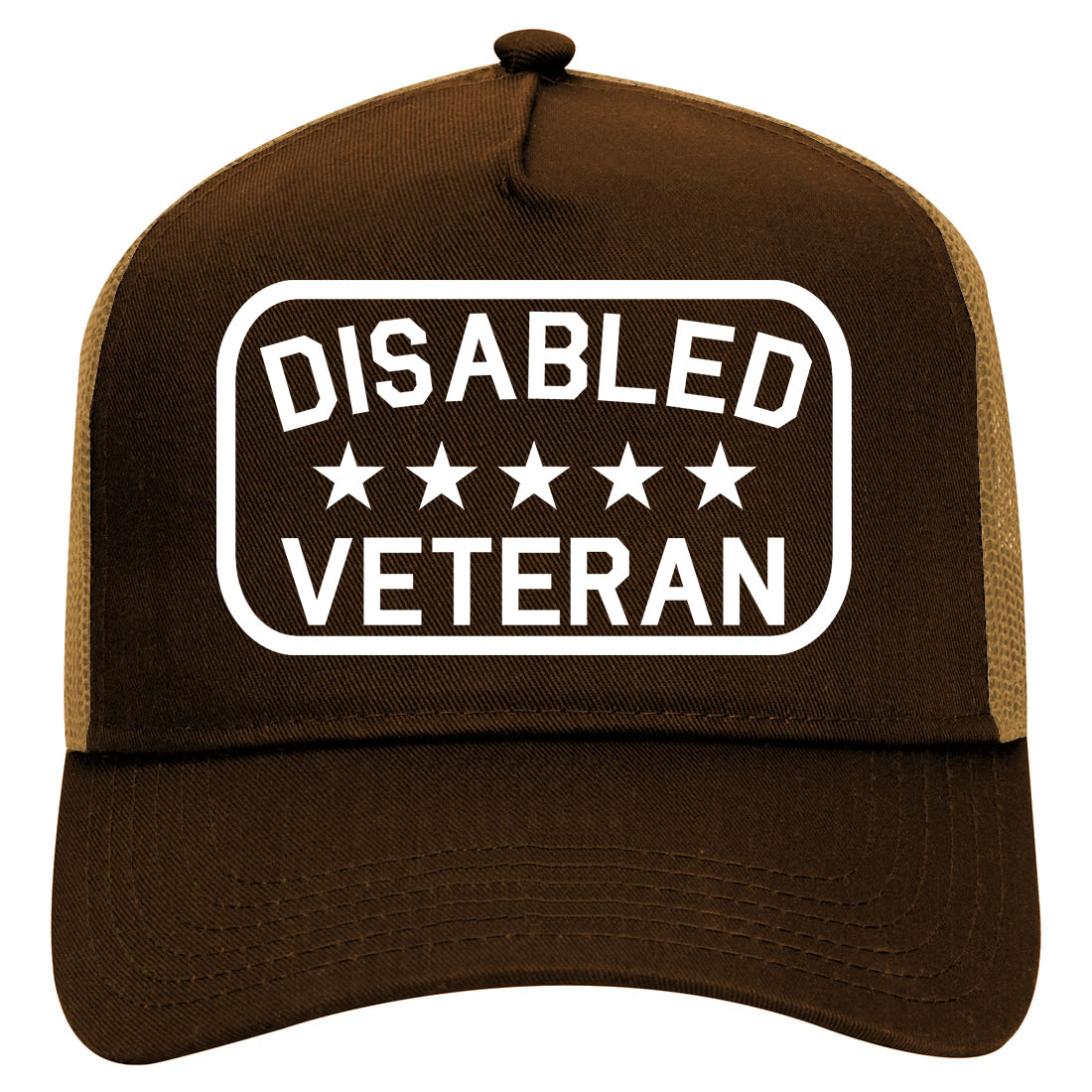 Disabled Veteran Army Mens Mesh Trucker Hat Brown