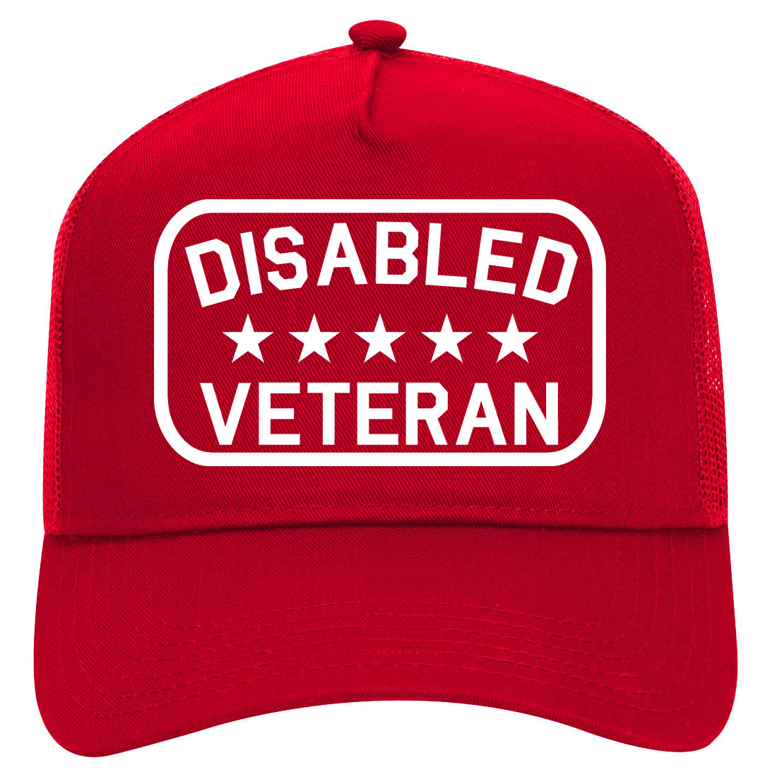 Disabled Veteran Army Mens Mesh Trucker Hat Red