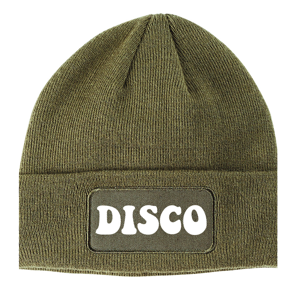 Disco Music Winter Knit Adult Beanie Hat Olive Green