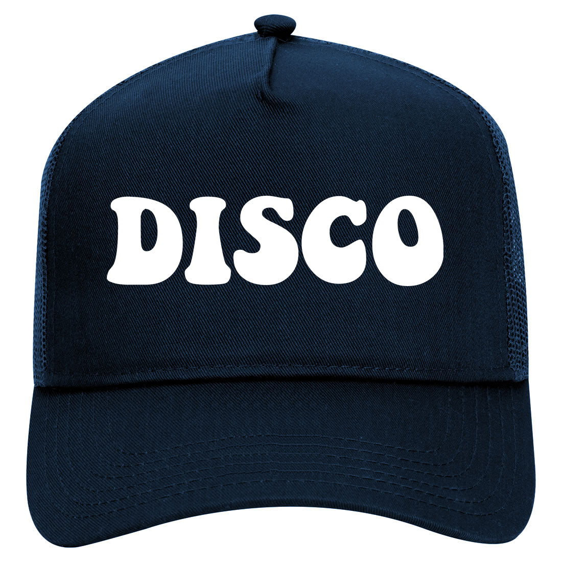 Disco Music Mens Mesh Trucker Hat Navy Blue