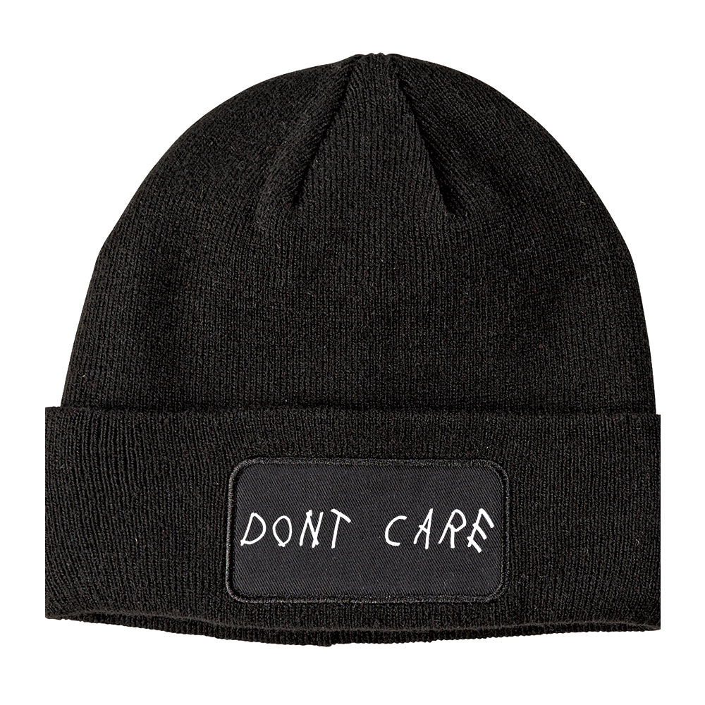Dont Care Winter Knit Adult Beanie Hat Black