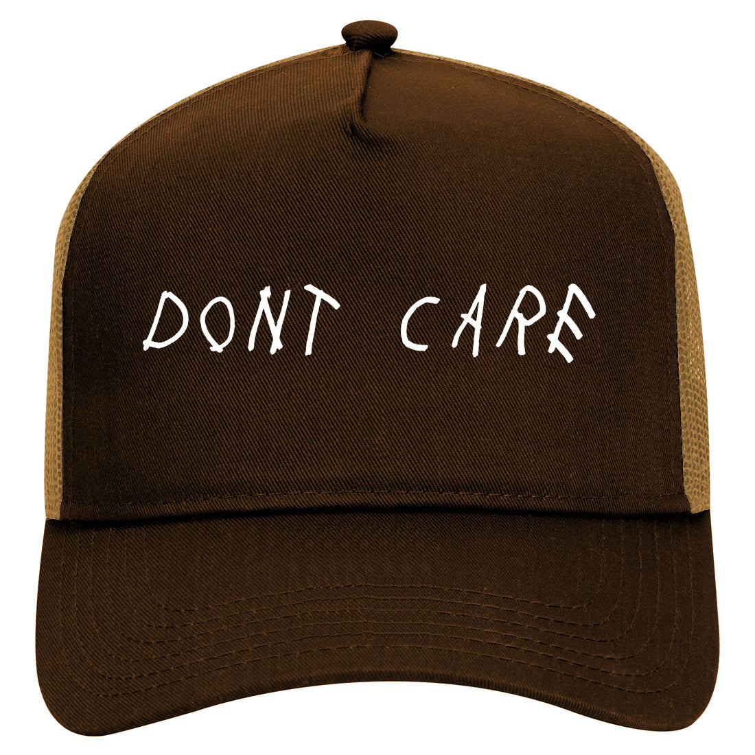 Dont Care Mens Mesh Trucker Hat Brown