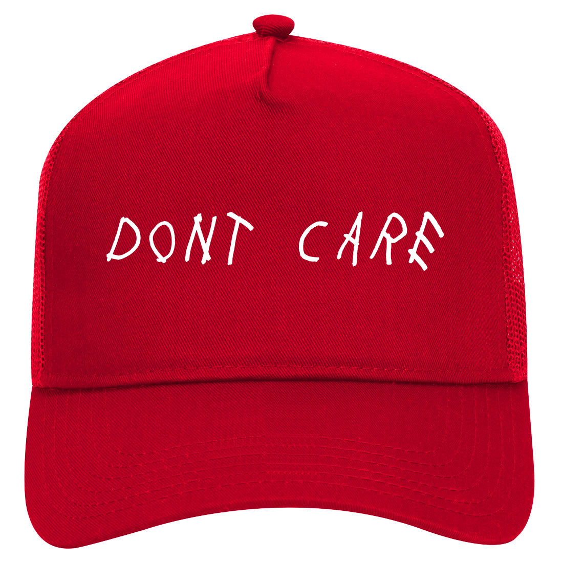 Dont Care Mens Mesh Trucker Hat Red