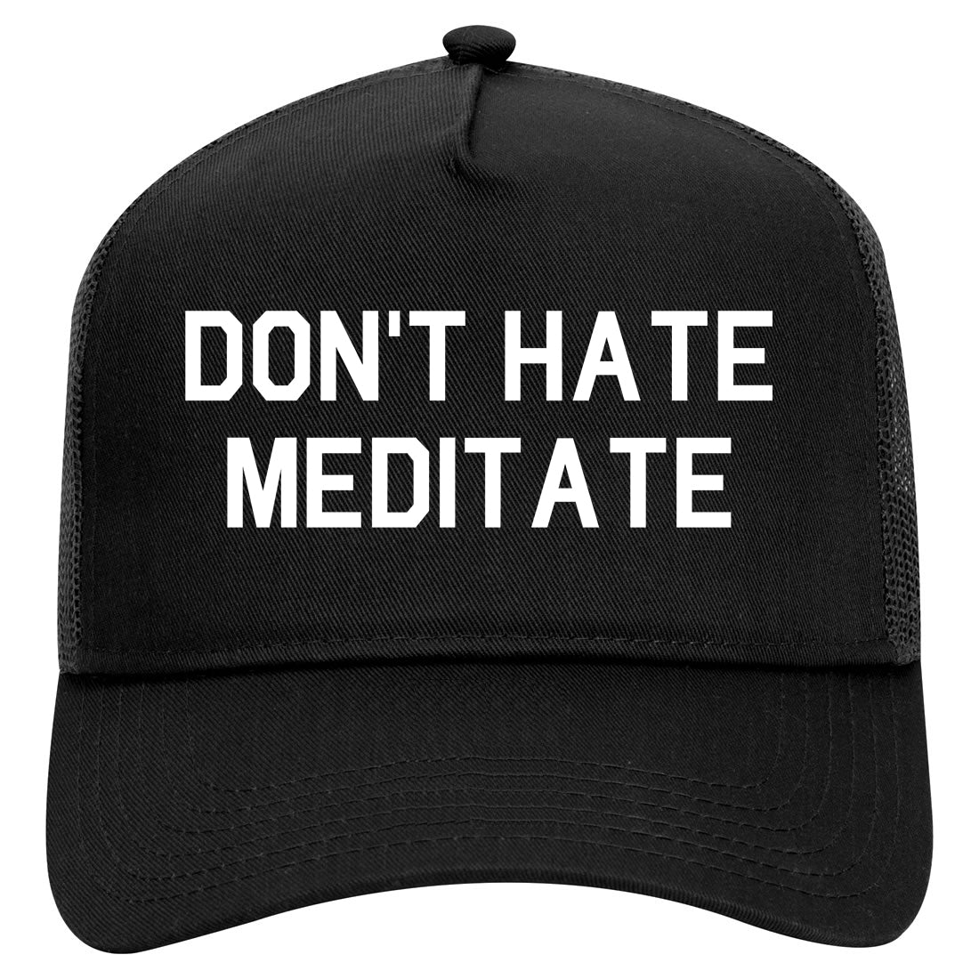 Dont Hate Meditate Mens Mesh Trucker Hat Black