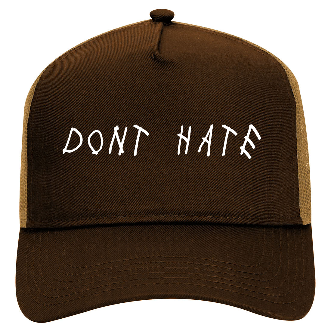 Dont Hate Mens Mesh Trucker Hat Brown