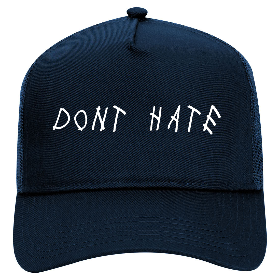 Dont Hate Mens Mesh Trucker Hat Navy Blue