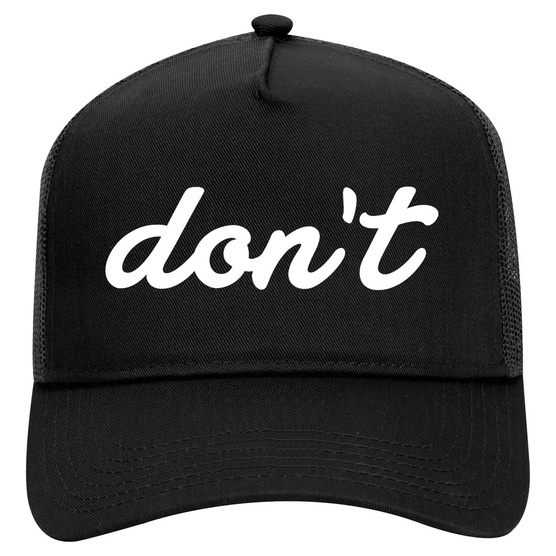 Dont Script Printed Mens Mesh Trucker Hat Black