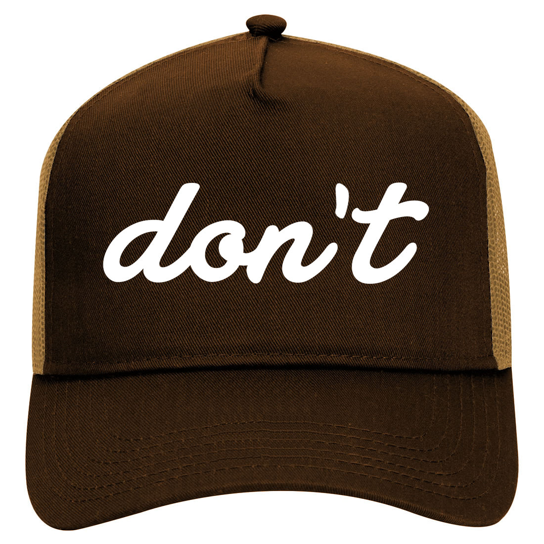 Dont Script Printed Mens Mesh Trucker Hat Brown
